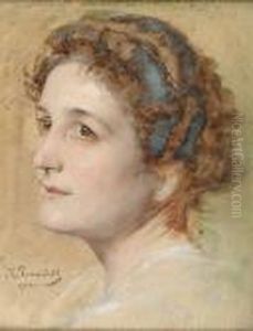 Portrait, Head And Shoulders, Of A Lady by Kazimierz Pochwalski