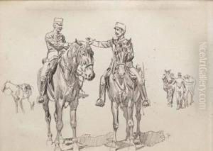 Unterhaltung Zweierberittener Offiziere by Alexander Pock