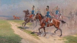 Anreitende Eskadron Des K. U. K. Dragoner Regiments Nr. 4 by Alexander Pock