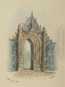 A Collection Of Eight
Watercolours Depicting The Gates And Entrances Around Norwich Cathedral by Edward Pococke