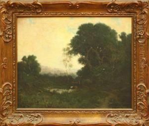 Shepherd Watering Cattle At A Pond by Alexis Matthew Podchernikoff