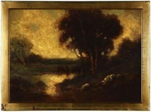 Nocturnal Pastoral With Cows by Alexis Matthew Podchernikoff