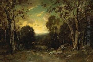 Sunset Over A Forest Clearing