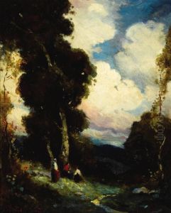 The Meandering Brook At Sunset by Alexis Matthew Podchernikoff