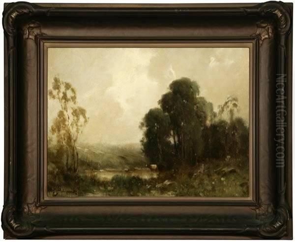 Cows In A Eucalyptus Landscape - view 1