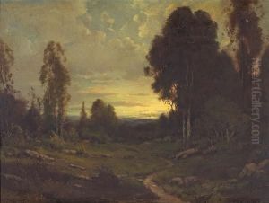 Cattle Grazing Along A Path At Sunset by Alexis Matthew Podchernikoff