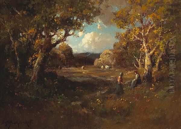 Two Figures Under Sheltering Trees With Cattle In A Clearing - view 1