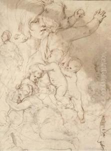 Studies Of Putti And Children (recto And Verso) by Giovanni Andrea Podesta