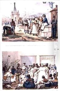 Les Rafraichissements de lapres diner sur la place du palais and Une visite a la campagne by Jean Baptiste Debret