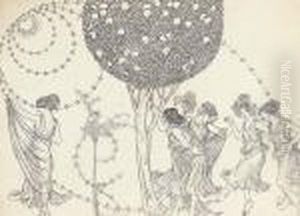 Dancing Girls Under The Apple Tree by Willy Andrew Pogany