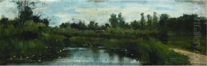 Landscape With Trees Near A Pond by Geo Poggenbeek