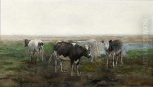 Cows In A Meadow by Geo Poggenbeek