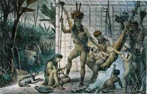 Family of a Camacan Indian Chief Preparing for a Festival by Jean Baptiste Debret
