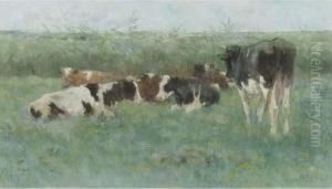 Cows In A Meadow by Geo Poggenbeek
