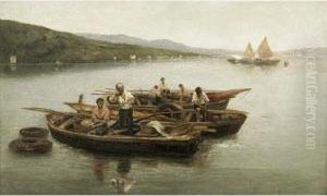 Barche Di Pescatori In Laguna by Giuseppe Pogna