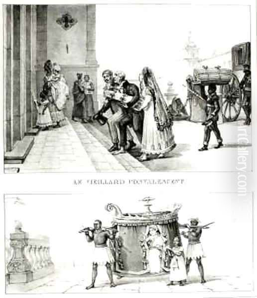 Old Aged Convalescents A Woman being carried by Caderinha to Mass - view 1