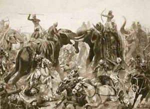 The defeat of Pulikesin II the Chalukhya by Ambrose Dudley