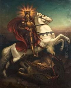 Saint Michel Terrassant Le Dragon. 1931. by Armand Point