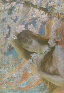 Portrait Of A Woman With Cherry Blossoms