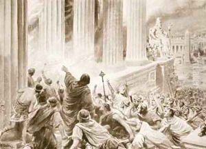 The Burning of the Library at Alexandria in 391 AD by Ambrose Dudley