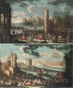A Capriccio Of A Mediterranean
Port With Stevedores Unloading Cargofrom A Ship And Elegant Townsfolk
Promenading; And A Capriccio Of Amediterranean Coastal Town With Elegant
Townsfolk And Passengers Ina Barge A Capriccio Of A Mediterranean
Port With Stevedores Unloading Cargofrom A Ship And Elegant Townsfolk
Promenading; And A Capriccio Of Amediterranean Coastal Town With Elegant
Townsfolk And Passengers Ina Barge
