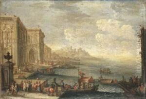 An Architectural Capriccio Of A Mediterranean Port