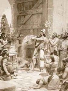 Shalmaneser I pours out the dust of Arina before his god Ashur by Ambrose Dudley