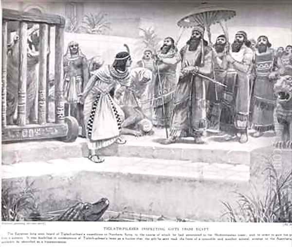 Tiglath Pileser inspecting gifts from Egypt - view 1
