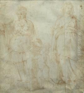 Deux Etudes De Muses by Polidoro Da Caravaggio (Caldara)