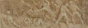 Antique Relief Of A Naval Battle