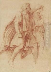 Deux Hommes Marchant Vers La Droite by Polidoro Da Caravaggio (Caldara)