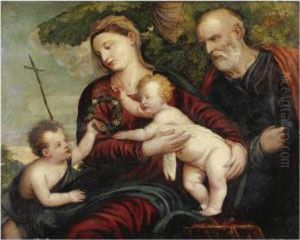 Sacra Famiglia Con San Giovannino by Polidoro Lanzani (see Polidoro Da Lanciano)