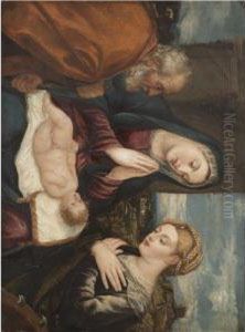 The Holy Family With Saint Catherine Of Alexandria by Polidoro Lanzani (see Polidoro Da Lanciano)