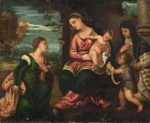 The Madonna And Child With Saint
Mary Magdalene, Saint Elizabeth And The Infant Saint John The Baptist by Polidoro Lanzani (see Polidoro Da Lanciano)