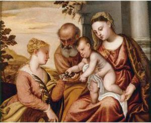 Holy Family With St. Catherine by Polidoro Lanzani (see Polidoro Da Lanciano)