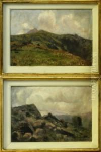 Coppia Di Paesaggi Di Montagna by Carlo Pollonera