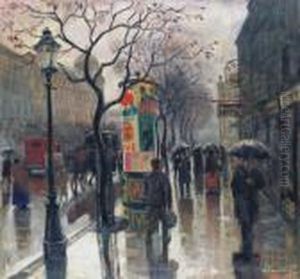 Boulevard In The Rain With A Hansom Cab Boulevard In The Rain With A Hansom Cab