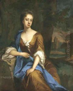 Portrait of Dorothy Brudenell, Countess of Westmorland, three-quarter-length, seated in an ochre dress with a blue wrap Portrait of Dorothy Brudenell, Countess of Westmorland, three-quarter-length, seated in an ochre dress with a blue wrap