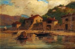 Paesaggio Fluviale Concasolari E Imbarcazioni by Silvio Poma