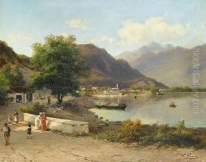 Figures Beside An Italian Lake