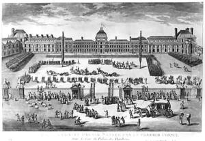 Napoleon Bonaparte 1769-1821 First Consul Reviewing his Troops in the courtyard of the Tuileries Palace by Claude Louis Desrais