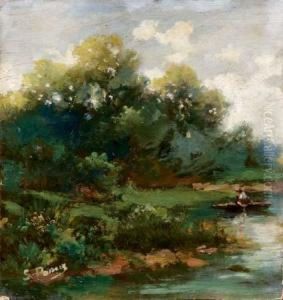 Paesaggio Lacustre Con Barca by Silvio Poma