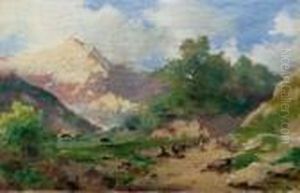 Paesaggio Montano Con Pastori by Silvio Poma