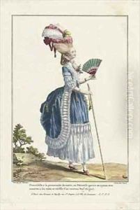 Young Woman taking a Morning Walk by Claude Louis Desrais