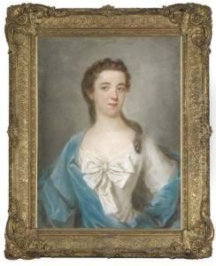 Portrait Of A Young Lady, Half-length, In A Blue Wrap by Arthur Pond