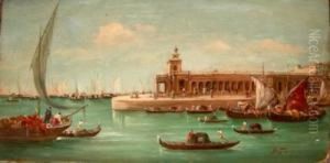Laguna A Venezia, Sullo Sfondo La Dogana by Giuseppe Ponga