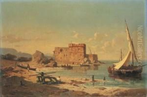 Pecheurs Sur La Cote Napolitaine by Antoine Ponthus-Cinier