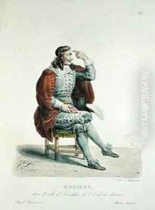 Portrait of Moliere 1622-73 in the role of Arnolfe from LEcole des Femmes at the Comedie Francaise in 1670 by Francois Seraphin Delpech