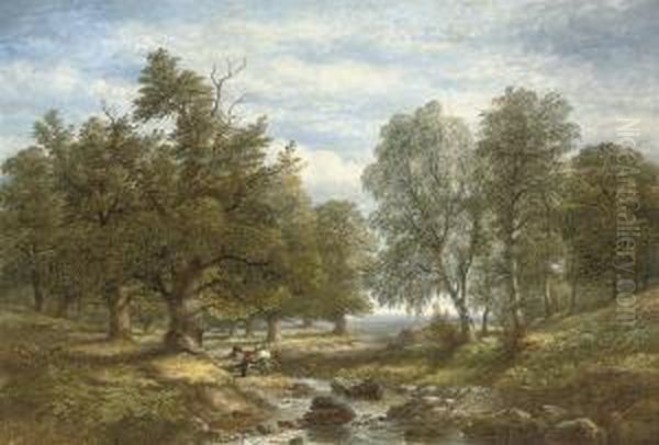 Collecting Firewood Beside A Stream - view 1