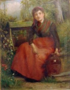 Girl Seated By A Well